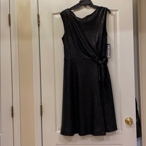 Tahari ASL Black A-line Sequin Dress sz 14. New